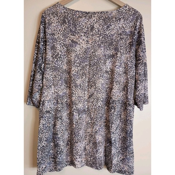 J.Jill Abstract Print Tunic Top XL Tall Soft Stretch Knit 3/4 Sleeve Relaxed Fit - Picture 5 of 11